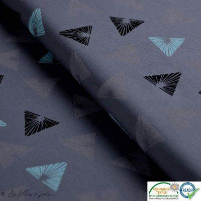 Tissu jersey coton motif triangle - Gris et vert d'eau Autres marques - 1