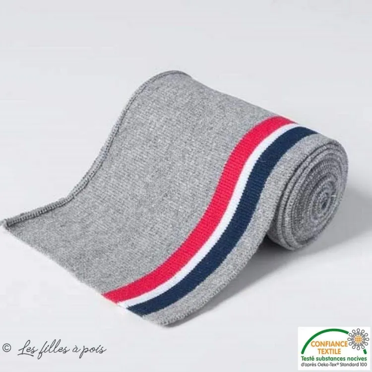 Bord-côte gris chiné rayures bleu blanc rouge – 8x120cm Autres marques - Tissus et mercerie - 1 Bord-côte gris chiné rayures bleu blanc rouge – 8x120cm Autres marques - Tissus et mercerie - 1