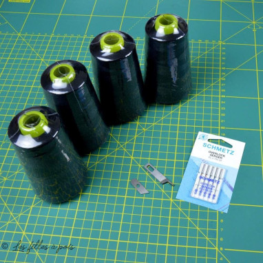 Kit démarrage surjeteuse PFAFF 1230OL - fil noir La Sélection - Les Filles à Pois - Mercerie et Tissus - 1