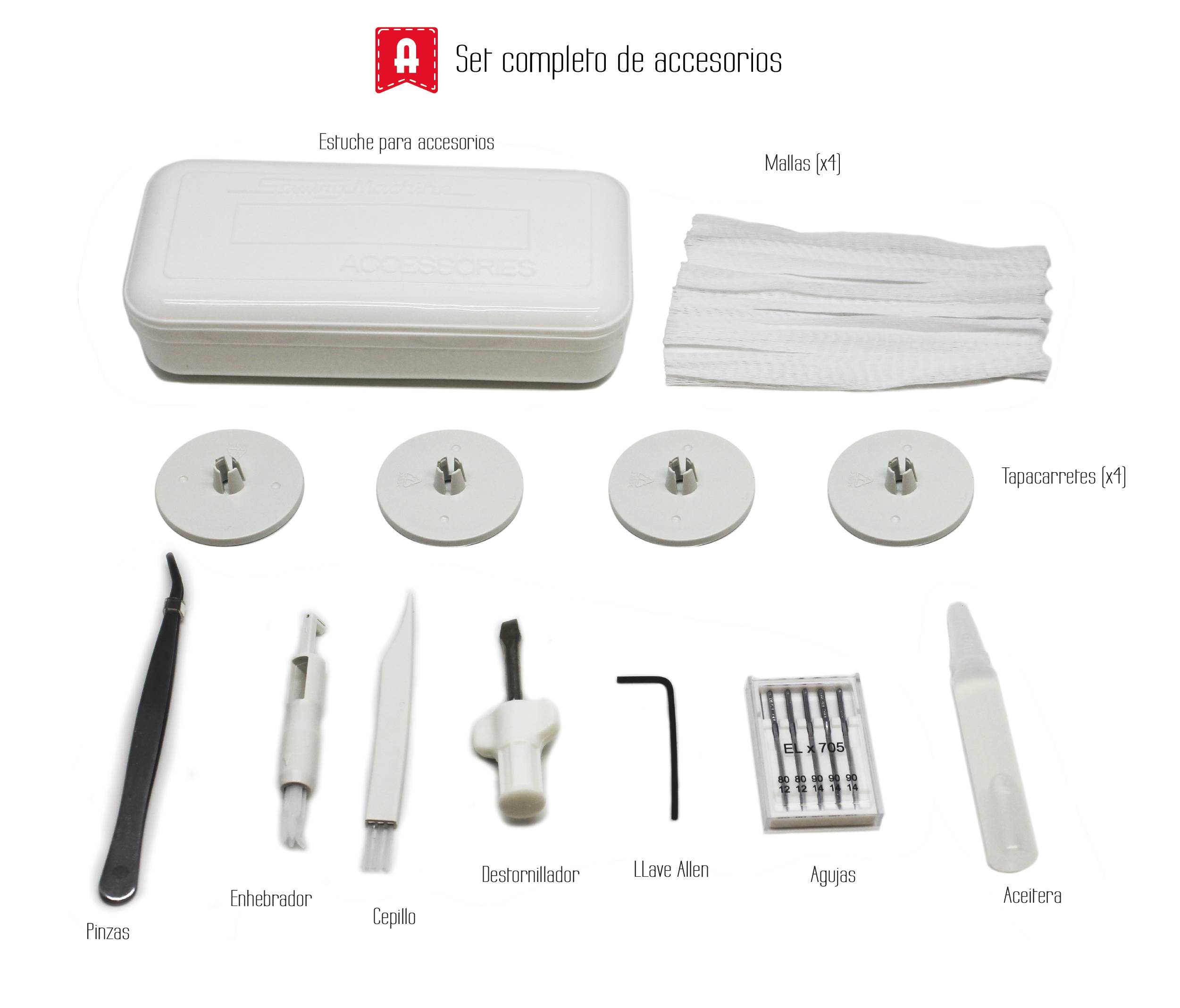 Accessoires fournis avec la recouvreuse COVER Style ALFA
